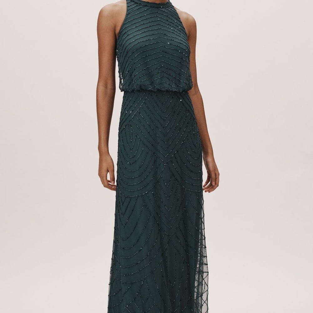 Adrianna pappell long dress.  Deep green
